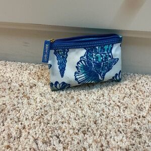 New small blue and white Estée Lauder makeup bag
